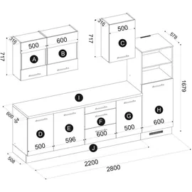 BASIC by Balculina Küchenzeile Capri 280 cm weiß