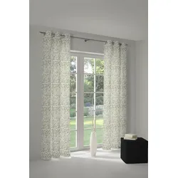 Vorhang ADAM "Scribble", weiß (naturweiß, schwarz), B:145cm H:175cm, Jacquard, Baumwolle (Bio-Baumwolle), Leinen, Gardinen, nachhaltig aus Bio-Baumwolle