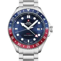 Swiss Military SM34095.03 Herrenuhr 43mm 10ATM - Silber/Blau