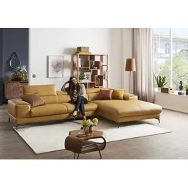 W.Schillig Eckcouch Leder 3-Sitzer Gelb