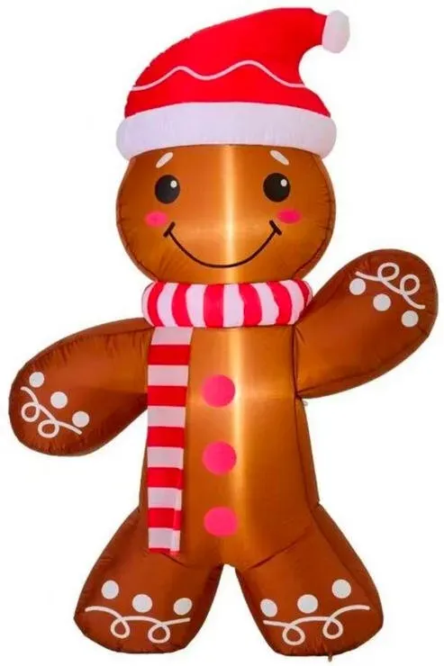 JIWOO Weihnachtsgeschenk LED-Lebkuchenmännchen, zauberhafte Weihnachtsdekoration, 1,2 m hoch, mit Zubehör, 1,00 Stück pro Einheit