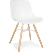 KADIMA DESIGN Schalenstuhl Kunststoff Buchenholz, Küchenstuhl, Praktischer Wohnstuhl in Weiß | Gr.: onesize