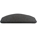 oKu-Tex Stufenmatten Sisal Optik, Stufenmattenset 15 teilig Florenz, halbrund, 65 x 24 cm, mit Winkelschiene, selbstklebend, anthrazit, Flachgewebe