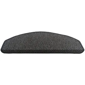 oKu-Tex Stufenmatten Sisal Optik, Stufenmattenset 15 teilig Florenz, halbrund, 65 x 24 cm, mit Winkelschiene, selbstklebend, anthrazit, Flachgewebe