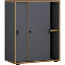 VCM Aktenschrank Anthrazit, Honigeiche, Holzwerkstoff, 1 Fächer, 60x74x37 cm abschließbar, Arbeitszimmer, Aktenschränke