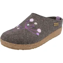 HAFLINGER Damen Hausschuh Stickerei Pantoffel Filz Grizzly Amaya 751009, Größe:39 EU, Farbe:Mehrfarbig - Grau - 39