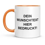 LIEBTASTISCH Personalisierte Tasse – Tasse mit Namen – Spülmaschinen- & Mikrowellengeeignet – In Deutschland bedruckt – 330 ml – Tasse personalisiert & beidseitig bedruckt – Tasse bedrucken (Orange)