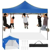 HOTEEL Faltpavillon Pavillon 3x3 Wasserdicht Stabil Winterfest Gartenpavillon, Pop Up Pavillon mit 4 Seitenwänden, Partyzelt 3x3 für Garten, Party, UV Schutz 50+ 3 Stufen Höhenverstellbar, Blau