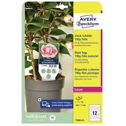 Avery Zweckform Avery T3005-10, Pflanzenetikett, Polyester, Weiß, Polygonal, 100