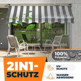 Kesser Klemmmarkise mit Handkurbel 150 cm grau/weiß