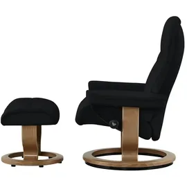 Stressless Relaxsessel Leder 88 x 103 x 78 cm Schwarz mit Hocker