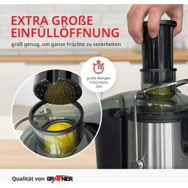 Grafner Express Entsafter Juicer 400 Watt, 3 Geschwindigkeitsstufen, silber/schwarz