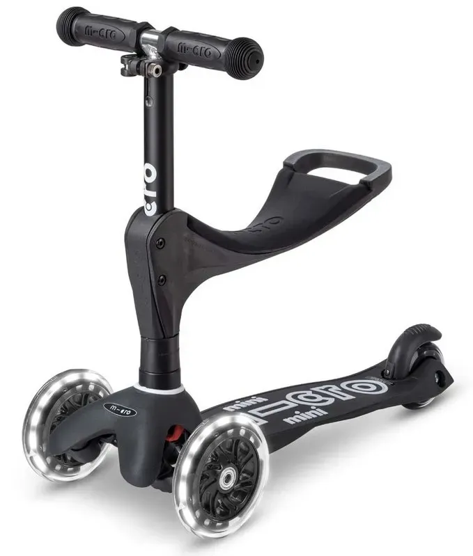 Scooter Mini MICRO 3in1 DELUXE ECO LED schwarz - MMD168