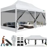 COBIZI Pavillon 3x6,Faltpavillon 3x6 Wasserdicht Stabil,Pavillon Faltbar Anti-UV mit Mesh-Seitenwände,Pavillion für Camping Events, Partyzelt Gartenzelt mit Tragetasche(3 mal 6m Weiss)