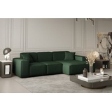 Fun Möbel Ecksofa Designersofa CELES in Stoff Opera Velvet Grün Ottomane Rechts - Grün