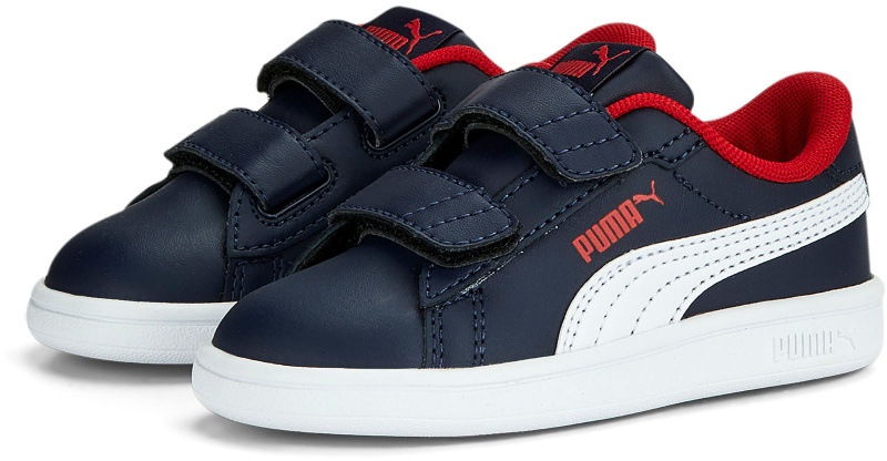 PUMA Smash 3.0 Leder-Sneaker mit Klettverschluss Baby 04 - PUMA navy/PUMA white/for all time red 25