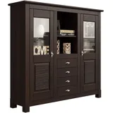 Home Affaire »Rauna«, Highboard, massive Kiefer, Türen mit Glaseinsätzen, B/H 146/134 cm