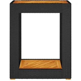 vidaXL Garten-Beistelltisch mit Holzplatte Schwarz Poly Rattan
