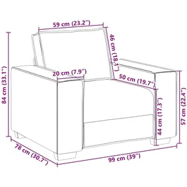 vidaXL Sofa Sessel 59 cm mit Kissen Creme Kunstleder
