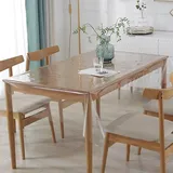 DASIAUTOEM Durchsichtige Tischdecke, Tischdecke Klarsicht Tischdecke Transparent 140cm Breit, Meterware 0.13 mm Stark, Wasserdicht Abwaschbar PVC Folie Fettdicht Tischschutzfolie (160 x 140cm)