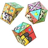 Kreatives, Faltbares Panda-Zauberwürfel-Spielzeug for Kinder, 3D-Flips-Zauberwürfel-Set, Stress- Und Angstabbau-Zauberwürfel, Verwandelt Puzzlewürfel for Unterwegs, Zappelschieber(3PCS(C))