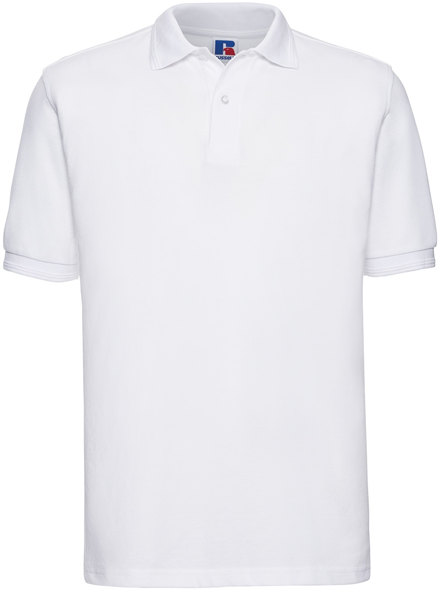 Russell Adults Hardwearing Polycotton Polo, white, S