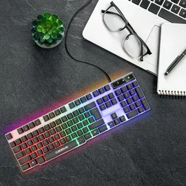 Retoo Gaming Tastatur RGB LED Mechanisch QWERTY