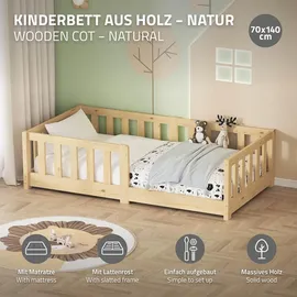 ML-Design Kinderbett 70 x 140 cm Kiefer naturbelassen