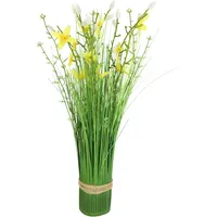 I.GE.A. Kunstpflanze I.GE.A. "Künstlicher Grasbund mit Blüten", gelb, B:15cm H:45cm L:15cm, Kunststoff, Kunstpflanzen, Kunstpflanze, Grasbusch Deko Kunstblumen Kunstgras Grünpflanze Gräser Sträucher