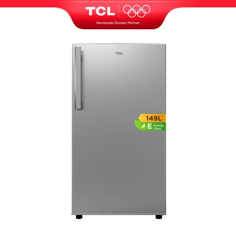 TCL FC199FSE0NL Ein-Tür-Kühlschrank mit Gefrierfach, Kühlschrankinhalt 122 l, Gefrierfachinhalt 27 l, LED-Beleuchtung, XL-Flaschenablage [Energieeffizienzklasse E]
