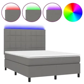 vidaXL Boxspringbett 140 x 190 cm Dunkelgrau
