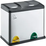 Svita TC2 Combo26 Papierkorb Mülleimer Mülltrennung Edelstahl 8L+18L Silber