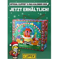 Clipper Adventskalender 2025 mit 24 Clipper Feuerzeugen, Sonderedition limitierte Design-Zusammenstellung, Geschenkidee, Feuerzeuge Advent Kalender - Bunt