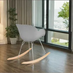 Kadima Design Grauer Lounge-Schaukelstuhl  45cm Sitztiefe  Moderner Essstuhl  Bis 120kg belastbar  Metallkonstruktion
