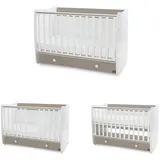 Lorelli Babybett Dream 60 x 120 cm umbaubar Schreibtisch Kinderbett Schaukelbett dunkelbraun weiß