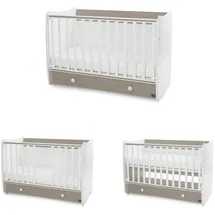 Lorelli Babybett Dream 60 x 120 cm umbaubar Schreibtisch Kinderbett Schaukelbett dunkelbraun weiß