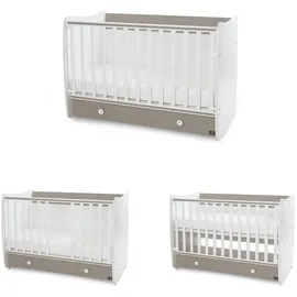 Lorelli Babybett Dream 60 x 120 cm umbaubar Schreibtisch Kinderbett Schaukelbett dunkelbraun weiß