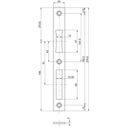 Schließblech B 9000, 216, 5 x 24 mm, Fallendurchb. 12, flach eckig