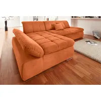 DOMO collection Ecksofa NMoric XXL, B/T/H: 300/172/80cm, Revamierenabschluss L-Form, wahlweise mit Bettfunktion und Armlehnverstel,lung orange