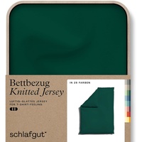 SCHLAFGUT Knitted Jersey Bettwäsche 155x220cm Bettdecke Bezug einzeln, Green Deep Uni, weich und faltenfrei mit Elasthan