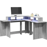 VidaXL LED-Schreibtisch Grau Sonoma 152x152x91 cm Holzwerkstoff
