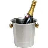 ich-zapfe Sekt Champagner Kübel, 18/8 Edelstahl, matt mit goldfarbenen Griffen, 5,0 Liter,