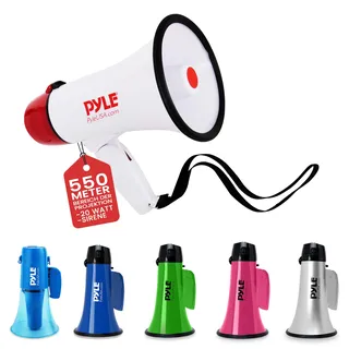 Pyle Megaphon mit Sirene, Signalhorn – Siren Megaphone – Mini Megafon Kinder & Erwachsene 20W, Faltbare Megaphone mit Sirene & Mikrofon, Lautstärke Einstellbar & Batteriebetrieben Reichweite: 550m