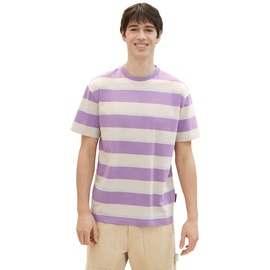 TOM TAILOR T-Shirt, in Streifen-Optik, Gr. M, purple beige blue big stripe, , 33794910-M