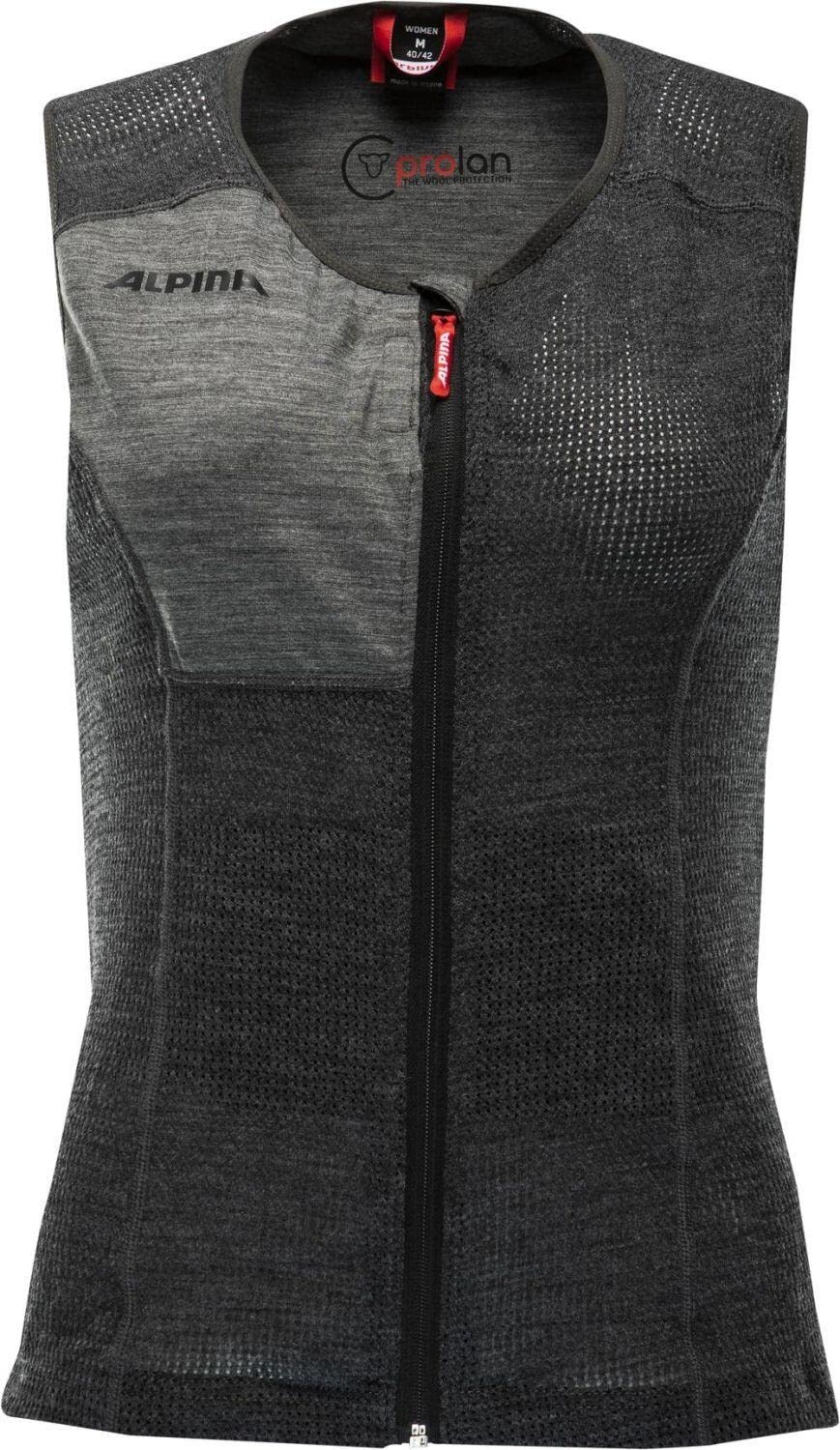 ALPINA PROLAN WOMEN VEST - Nachhaltiger, Atmungsaktiver & Individuell Einstellbarer Rückenprotektor aus Schafswolle Für Damen, dark grey, M