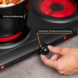 tzs-first-austria Kochplatte FA-5096-2, Infrarot-Doppelkochplatte, schwarz, 2500 Watt