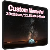 Personalisiertes Mauspad mit Ihrem Foto, Logo, Text oder Design, rutschfeste Gummimatte Benutzerdefiniertes Bild Geschenk Bürozubehör 30x25cm