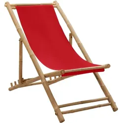 vidaXL Liegestuhl aus Bambus und Canvas, Rot
