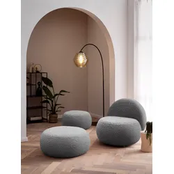 Polsterhocker INOSIGN "Mithras I Lieferzeit nur 2 Wochen, passend zum Sessel Mithras II", grau, B:65cm H:35cm T:65cm, 100% Polyester, Hocker, Bouclé oder Fellimitat, Durchmesser 65 oder 85 cm
