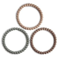 mushie Beißring Perlen-Armband, Clary Sage/Tuscany/Desert Sand, 3 Stück